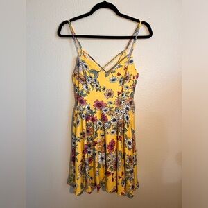 The General Good Yellow Floral Crisscross Back Dress - Size M NWOT